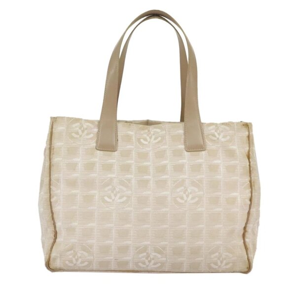 CHANEL New Travel line Tote Bag Nylon Beige Gold CC Auth 97753 - Picture 1 of 15